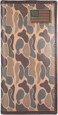 ZEP-PRO Mallard Men's Secretary Old School Camo Leather Wallet – Tall Vertical Design with Emblem, Brown/Tan Camo in Saudi Arabia