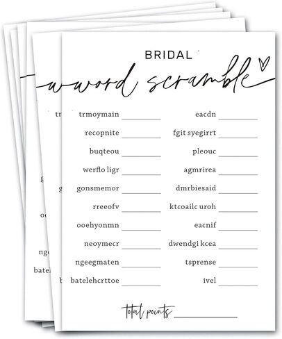 Wedding Shower Games Cards, Bridal Shower Word Game, Bridal Shower Games 25 Guests, Engagement Party Wedding Games for Guests, Minimalist White Wedding Party Supplies - A17 in Kuwait