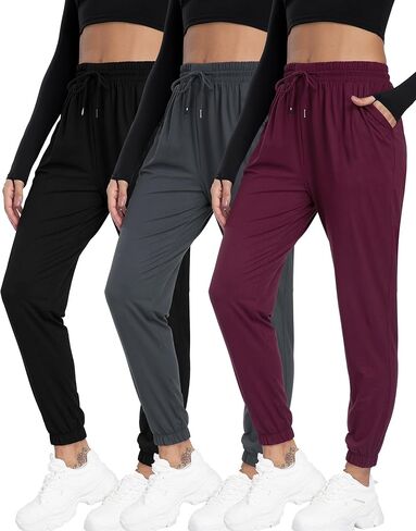 Women Joggers with Pockets, Ultra-Soft Comfortable Lightweight Drawstring Womens Sweatpants for Workout Gym and Jogging in Saudi Arabia