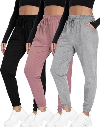 Women Joggers with Pockets, Ultra-Soft Comfortable Lightweight Drawstring Womens Sweatpants for Workout Gym and Jogging in Saudi Arabia