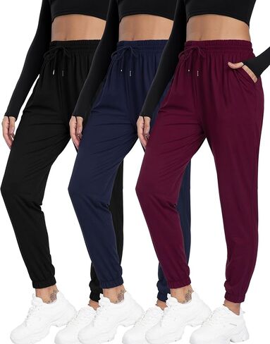 Women Joggers with Pockets, Ultra-Soft Comfortable Lightweight Drawstring Womens Sweatpants for Workout Gym and Jogging in Saudi Arabia