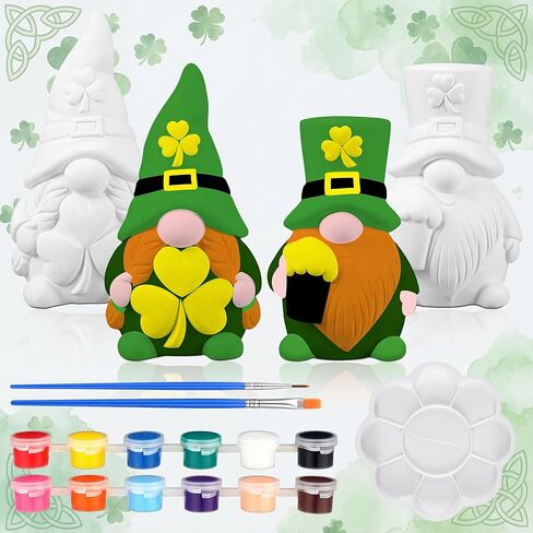 2 Sets Ready to Paint Your Own Bee Gnome Statues DIY Ceramics Bee Gnomes Set Sunflower Garden Paintable Figurines Unpainted DIY Arts and Crafts for Classroom Craft Project Activity in Kuwait