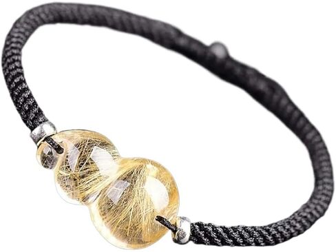 Silver Bracelet,Hand Chain Bracelet Feng Shui Wealth Bracelet Rare 7A Golden Rutilated Crystal Wu Lou Hu Lu Calabash Bracelet Prosperity Taliman Heali in Kuwait