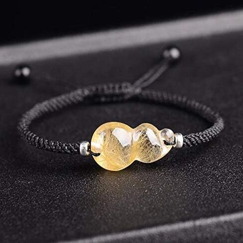 Silver Bracelet,Hand Chain Bracelet Feng Shui Wealth Bracelet Rare 7A Golden Rutilated Crystal Wu Lou Hu Lu Calabash Bracelet Prosperity Taliman Heali in Kuwait