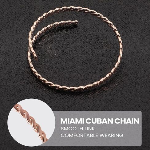 Tondiamo 99.99% Copper Bracelets for Women, 12 Inch Twisted Bangle Bracelet Adjustable Solid Copper Jewelry for Women Health Jewelry Gift in Saudi Arabia