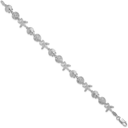 925 Sterling Silver Polished Sand Dollar,Shell,Starfish Bracelet 7.5" in Saudi Arabia