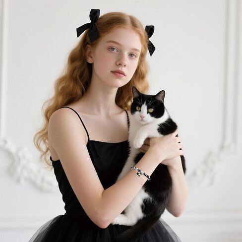 LIUANAN Tuxedo Cat سحر سوار للنساء العقيق الدعم العاطفي مجوهرات هدايا لمحبي القطط أصحاب الحيوانات الأليفة القط الأمهات أمها الجدة ابنة ابنة عيد ميلاد in Kuwait