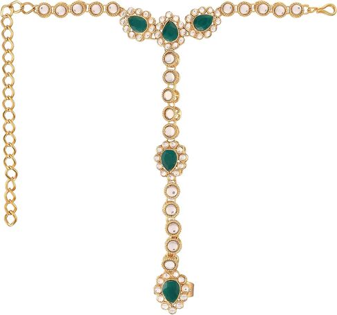 I Jewels Gold Plated Indian Bollywood Elegant Stone Haath Panja/Haath Phool Adjustable Chain Bracelet Jewelry for Women (PIJ20-21) in Saudi Arabia