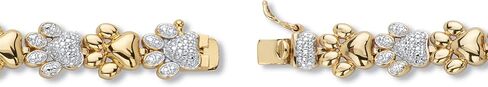 PalmBeach 18K Yellow Gold Plated Genuine Diamond Accent Paw Print Bracelet 7.5" in Saudi Arabia