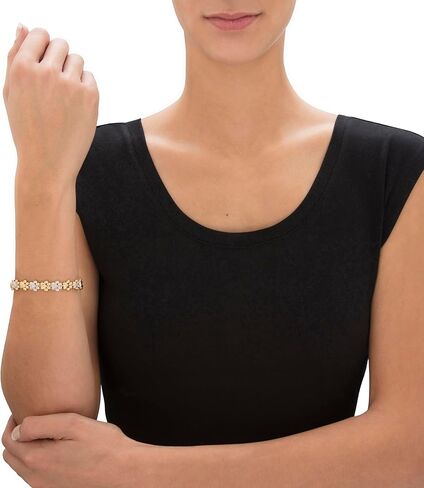 PalmBeach 18K Yellow Gold Plated Genuine Diamond Accent Paw Print Bracelet 7.5" in Saudi Arabia