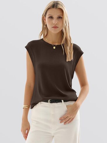 ANRABESS Women's Sweater Vest 2026 Summer Crew Neck Cap Sleeve Tank Tops Business Casual Lightweight Pullover Sweaters Shirts in Saudi Arabia