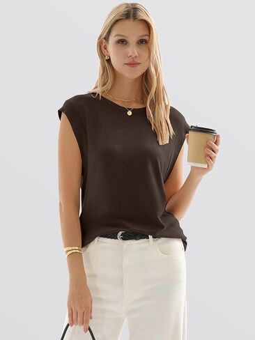 ANRABESS Women's Sweater Vest 2026 Summer Crew Neck Cap Sleeve Tank Tops Business Casual Lightweight Pullover Sweaters Shirts in Saudi Arabia