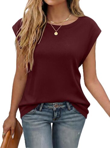 ANRABESS Women's Sweater Vest 2026 Summer Crew Neck Cap Sleeve Tank Tops Business Casual Lightweight Pullover Sweaters Shirts in Saudi Arabia