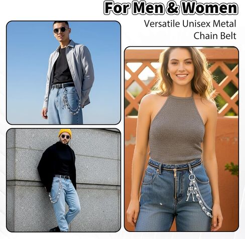 سلاسل محفظة جمجمة للرجال، سلسلة محفظة - سلاسل محافظ للرجال والنساء، سلسلة سراويل بانك لراكبي الدراجات النارية وحزام سلسلة ثقيلة وإكسسوارات القوطي in Kuwait
