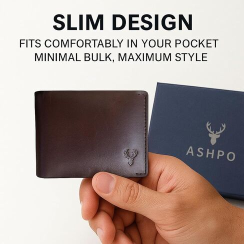 Genuine Leather Wallet for men, Full Grain oil tan mens wallet, RFID Protected bifold slim Elgant, Multiple 12 Card Holder(Coffee Brown) (Slim, Brown) (Brown) in Saudi Arabia