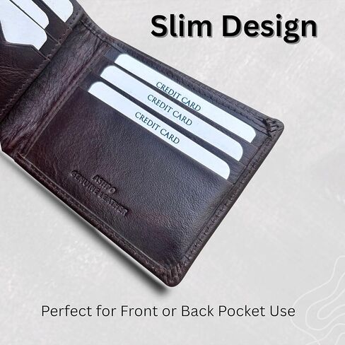 Genuine Leather Wallet for men, Full Grain oil tan mens wallet, RFID Protected bifold slim Elgant, Multiple 12 Card Holder(Coffee Brown) (Slim, Brown) (Brown) in Saudi Arabia