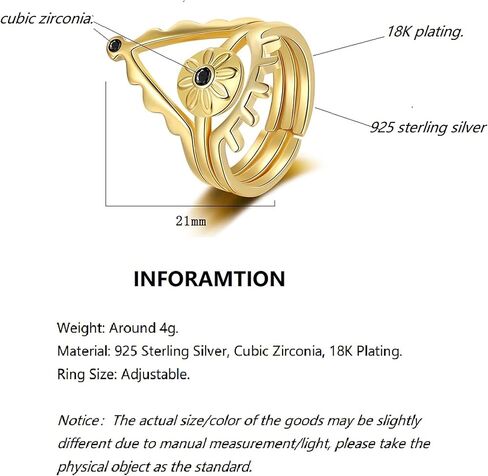 Gold Plated Sterling Silver Open Adjustable Devil Eye Ring for Women, Vintage Spinel CZ Eye Demon Stackable Rings Personality Jewelry Set in Kuwait