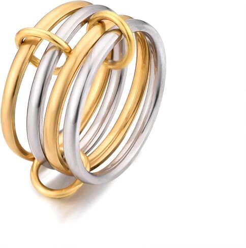 Chunky Gold and Silver Stackable Rings Set for Women Gold Statement Rings Non Tarnish Vintage Gold Cubic Zirconia Ring Trendy Costume Jewelry in Saudi Arabia