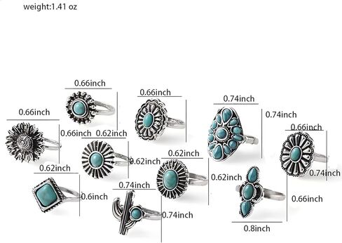 Turquoise Ring Set for Women Silver Western Stackable Knuckle Rings in Saudi Arabia