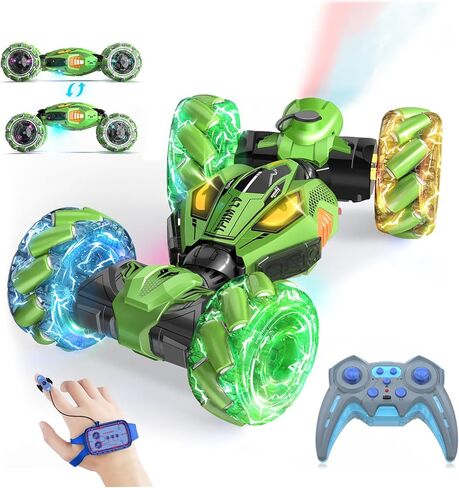 Gesture Sensing RC Stunt Cars - Toys for Boys Girls 6-12 | Best Gifts for Kids 6-12 Years Old | 4WD 360° Rotating Remote Control Transform Car | All-Terrain Off Road Vehicle with Lights Music Blue in Kuwait