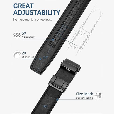Mens Belt Leather Ratchet Belt For Men Dress and Casual with Adjustable Buckle, Trim to Fit in Saudi Arabia