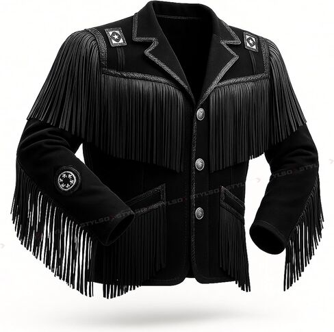 Cowboy Leather Jackets for Men - Western Style Vintage Jacket Handcrafted Fringe Coat Native American in Saudi Arabia