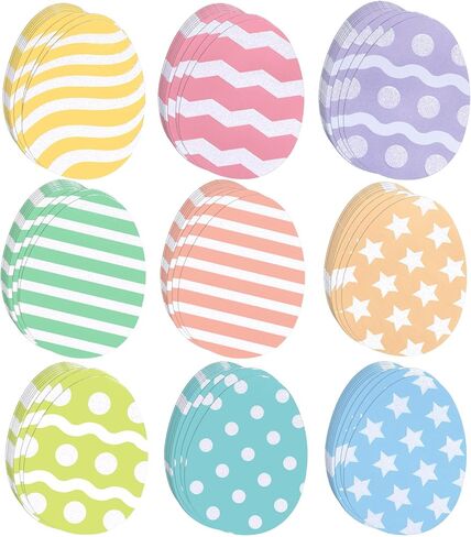 90 PCS Easter Mini Egg Cut-out مجموعة صغيرة من الورق البيض قطع الأنماط المختلفة بريق البيض شكل Easter Bulletin Board Decoration DIY FOR HONT HUNT GAME Party Supplies Hompts in Kuwait