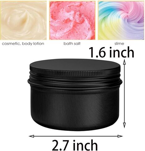 6 Pack 4 oz Aluminum Tins Airtight Storage Tins Containers Bulk Tins with Screw Lids for Kitchen, Storing Spices, Candies, Lip Balm, Salve,Black in Kuwait