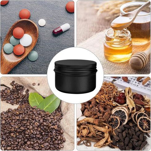 6 Pack 4 oz Aluminum Tins Airtight Storage Tins Containers Bulk Tins with Screw Lids for Kitchen, Storing Spices, Candies, Lip Balm, Salve,Black in Kuwait