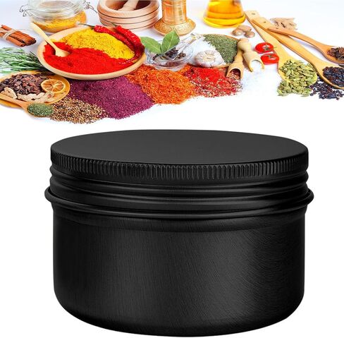 6 Pack 4 oz Aluminum Tins Airtight Storage Tins Containers Bulk Tins with Screw Lids for Kitchen, Storing Spices, Candies, Lip Balm, Salve,Black in Kuwait