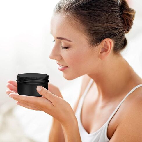 6 Pack 4 oz Aluminum Tins Airtight Storage Tins Containers Bulk Tins with Screw Lids for Kitchen, Storing Spices, Candies, Lip Balm, Salve,Black in Kuwait