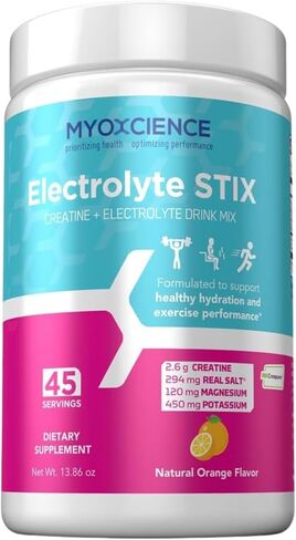 MYOXCIENCE Electrolyte STIX | Creatine Electrolyte Powder | Recovery from Exercise & Muscle Development w/Real Salt (Unflavored) (Stix 30 ct) in Kuwait