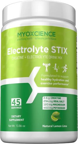 MYOXCIENCE Electrolyte STIX | Creatine Electrolyte Powder | Recovery from Exercise & Muscle Development w/Real Salt (Unflavored) (Stix 30 ct) in Kuwait