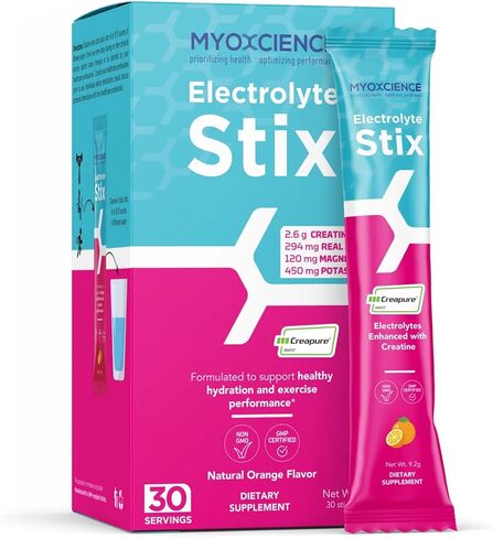 MYOXCIENCE Electrolyte STIX | Creatine Electrolyte Powder | Recovery from Exercise & Muscle Development w/Real Salt (Unflavored) (Stix 30 ct) in Kuwait