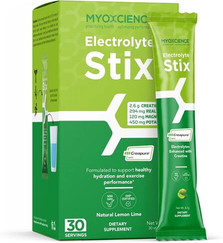 MYOXCIENCE Electrolyte STIX | Creatine Electrolyte Powder | Recovery from Exercise & Muscle Development w/Real Salt (Unflavored) (Stix 30 ct) in Kuwait