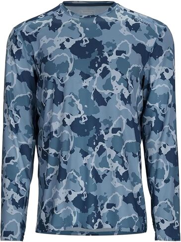 Simms SolarFlex Crewneck Long Sleeve Fishing Shirt for Men: UPF 50+ Sun Protection, Quick-Dry, Odor-Resistant (Regiment Camo Neptune, XX-Large) in Saudi Arabia