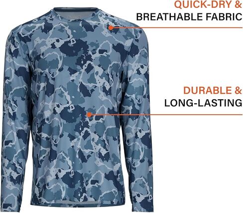 Simms SolarFlex Crewneck Long Sleeve Fishing Shirt for Men: UPF 50+ Sun Protection, Quick-Dry, Odor-Resistant (Regiment Camo Neptune, XX-Large) in Saudi Arabia