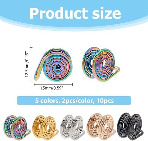 10Pcs 5 Colors Pressure Earrings for Keloids 304 Stainless Steel Clip Earrings Spiral Non-Pierced Earrings Compression Earrings Adjustable Keloid Earrings for Women Men Ladies in Saudi Arabia
