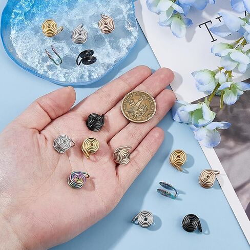10Pcs 5 Colors Pressure Earrings for Keloids 304 Stainless Steel Clip Earrings Spiral Non-Pierced Earrings Compression Earrings Adjustable Keloid Earrings for Women Men Ladies in Saudi Arabia