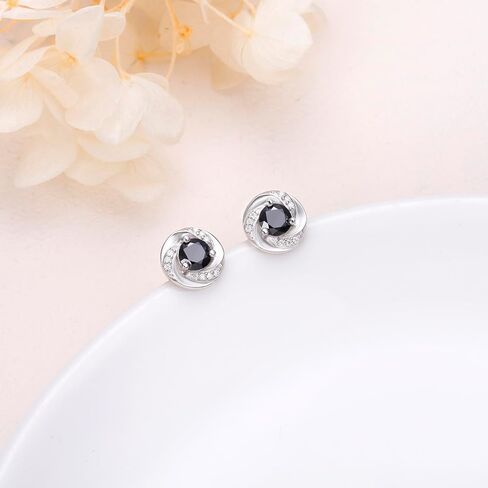 Black Moissanite Stud Earrings 1ct 5mm White Gold Plated 925 Sterling Silver Lab Round Cut Moissanite Earrings for Women Men in Saudi Arabia