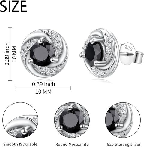 Black Moissanite Stud Earrings 1ct 5mm White Gold Plated 925 Sterling Silver Lab Round Cut Moissanite Earrings for Women Men in Saudi Arabia