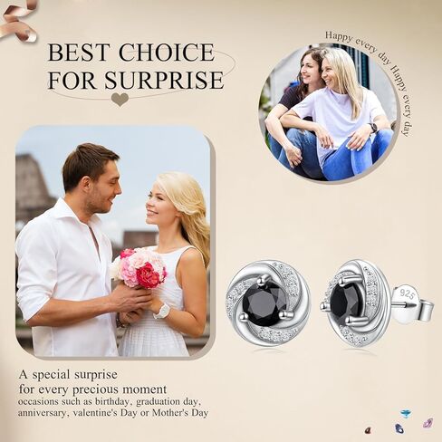 Black Moissanite Stud Earrings 1ct 5mm White Gold Plated 925 Sterling Silver Lab Round Cut Moissanite Earrings for Women Men in Saudi Arabia