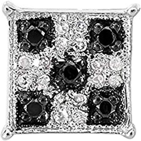 Dazzlingrock Collection 0.13 Carat (ctw) Round Black & White Diamond 7.5mm Square Micro Pave Hip Hop Iced Out Stud Earring (Only 1pc), Unisex Design Ladies, Mens Real Diamond Earrings in Saudi Arabia