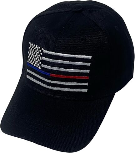 Patriotic Embroidered Blue Line Red Line Flag Baseball Cap – Adjustable Unisex First Responders Dad Hat in Saudi Arabia