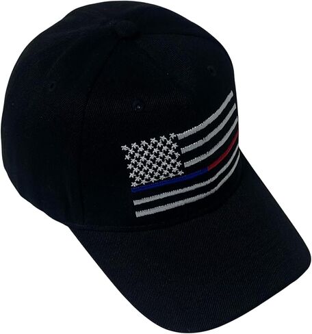 Patriotic Embroidered Blue Line Red Line Flag Baseball Cap – Adjustable Unisex First Responders Dad Hat in Saudi Arabia