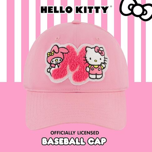 قبعة بيسبول Hello Kitty، قبعة My Melody من القطن قابلة للتعديل مع حافة منحنية، رقعة من الشانيل، وردي، مقاس واحد in Saudi Arabia