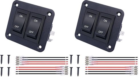 weideer 2 Gang ON Off Switch 12V 4Pin DPST Rocker Toggle Switch RV Switch with Aluminum Plate Wires KCD2-7-201-2-XB in Saudi Arabia