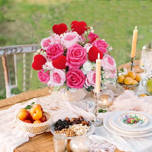 Valentine's Day Decorations Valentines Flowers Artificial Rose Peony Fake Spring Flowers Love Hyacinth Bouquet Indoor Silk Floral Arrangements for Home Table Anniversary Wedding Decorations in Saudi Arabia