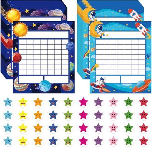 80 Pack Reward Chart for Kids, Incentive Reward Chart with 2400 Star Stickers Classroom Incentive Chart Behavior Chart Sticker Chart for Students Teacher Classroom Home School Supplies in Saudi Arabia