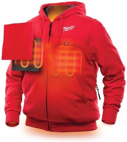 مجموعة سترة Milwaukee Hoodie M12 12V Lithium-Ion للمناطق الحرارية الأمامية والخلفية - جميع الأحجام والألوان - البطارية والشاحن متضمنان - (3X-Large، أحمر) in Saudi Arabia